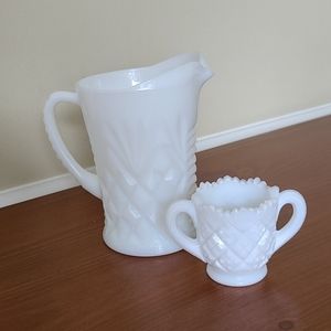 Vintage Cream and Sugar Milk Glass Set
